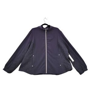 Chico's Zenergy Neema Eyelet Jacket NEW Women's 4, XXL Classic Navy Feminine